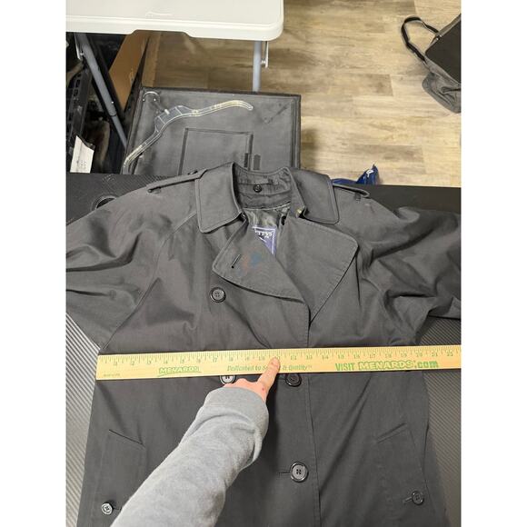 Vintage Burberrys Wool Trench Coat NovaCheck Liner Black Size 6 Long - Picture 13 of 16